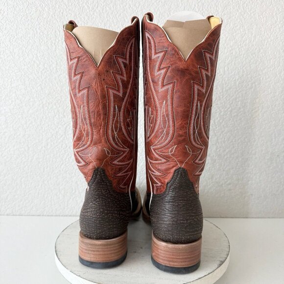 NEW Rod Patrick Mens Cowboy Boots 12.5C Brown Shark Leather Western Square Toe - Picture 4 of 12